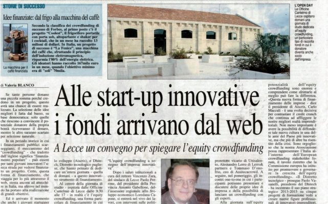 equity crowdfunding quotidiano 18-9-14